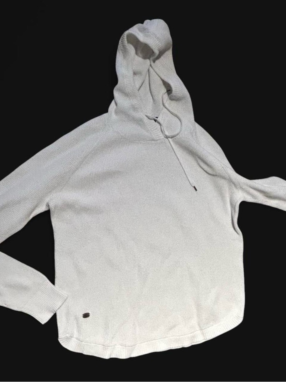 White Hooded waffle Knit top  - Women